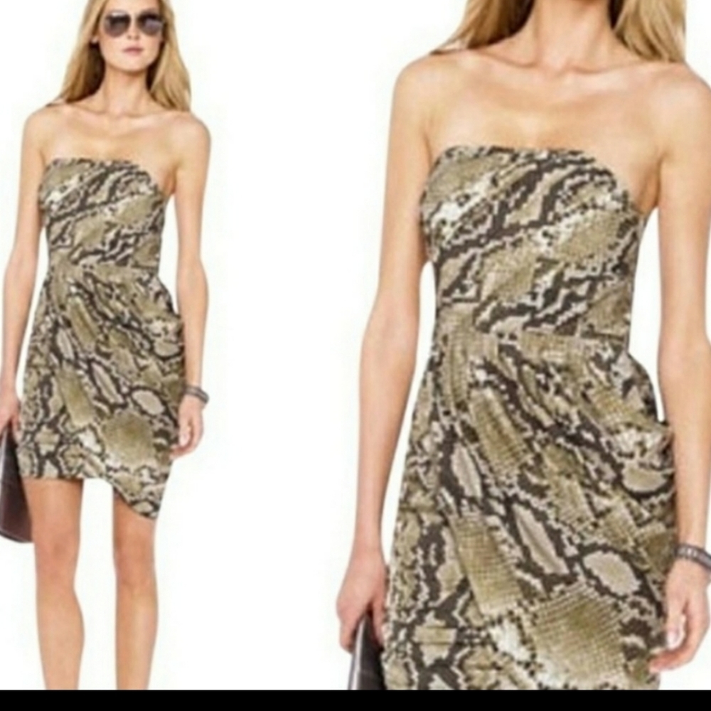 Michael Kors Snake Print Short Strapless Dress